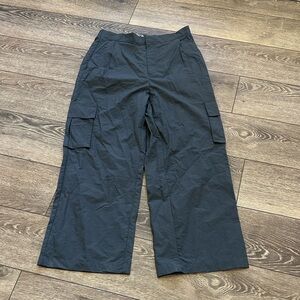 Wilo The Label Dark Grey Parachute Wide Leg Cargo Pants L
